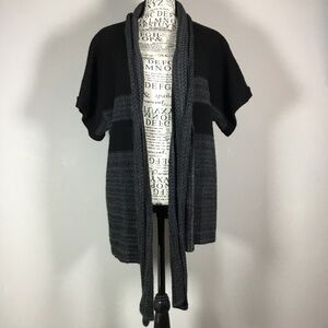 Christopher & Banks cozy grey black short sleeve cardigan with scarf size XL